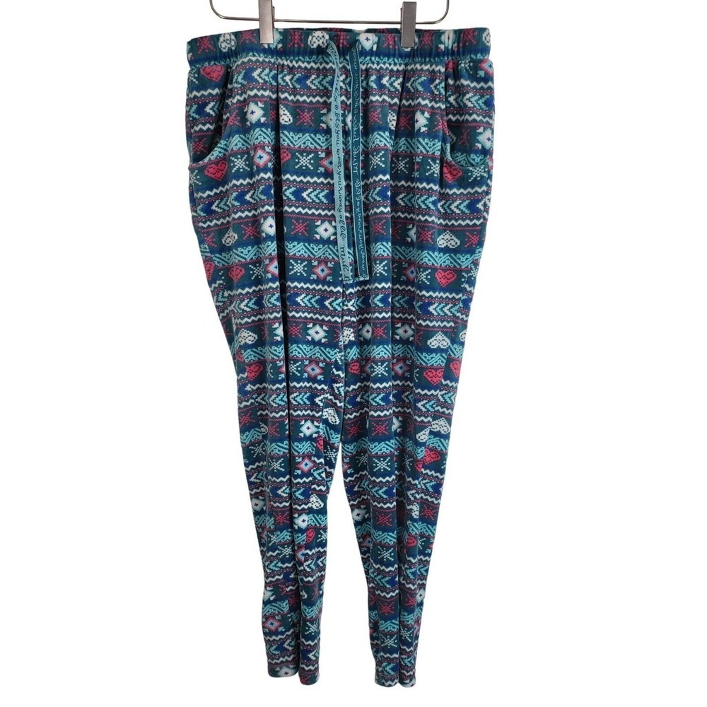 Muk Luks Pajama Pants Large Womens Multicolor Super Soft Pockets Pull On‎